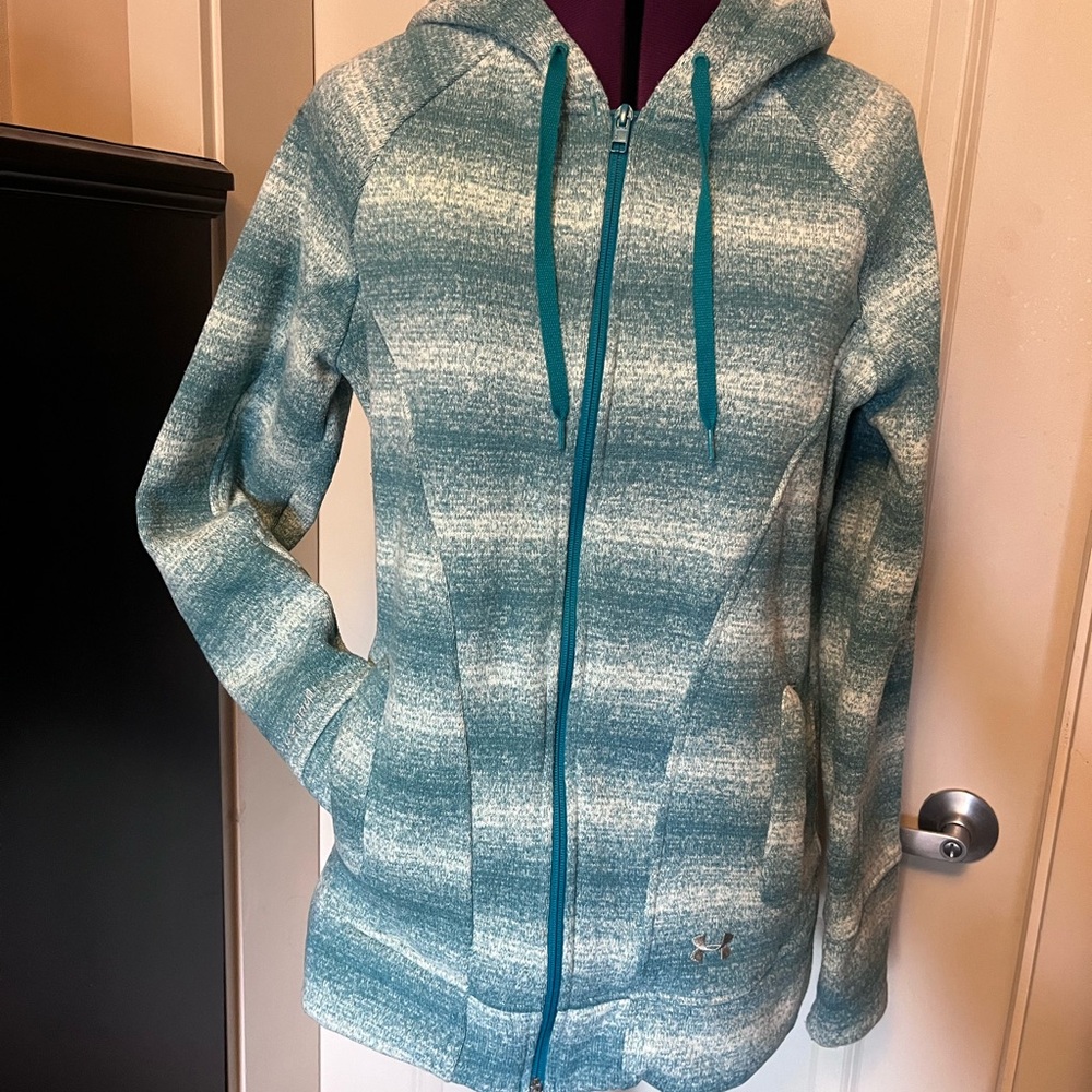 Under Armour Storm Green and Off-White Zip-Up Hoodie